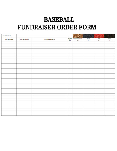 sample baseball fundraiser order form template