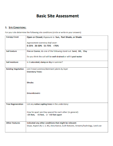 sample basic site assessment form template