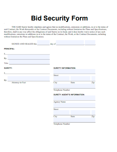 sample bid security form template