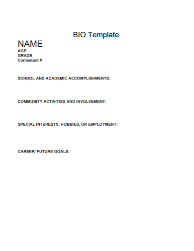 sample bio blank template