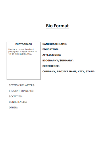 sample bio format template