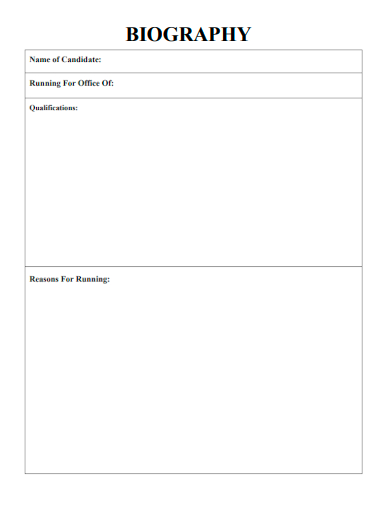 sample biography form blank template