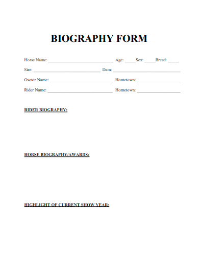 sample biography form formal template