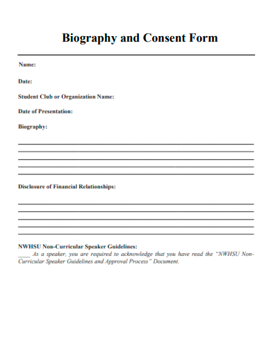 sample biography and consent form template