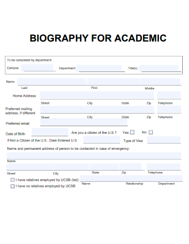 sample biography for academic form template