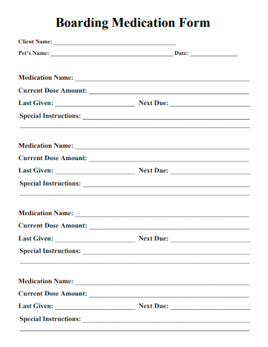 sample boarding medication form template