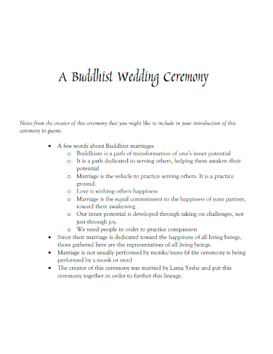 sample buddhist wedding ceremony template