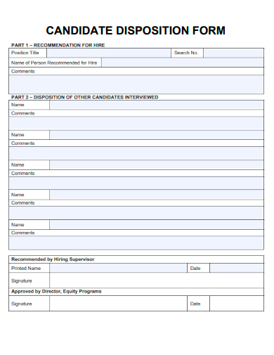 sample candidate disposition form template