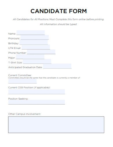 sample candidate form basic template
