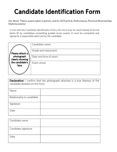 sample candidate identification form template