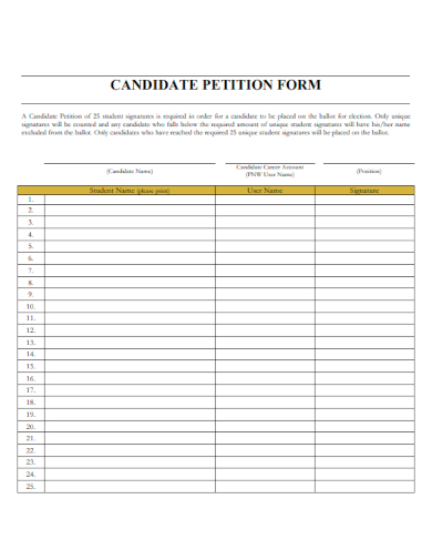 sample candidate petition form template