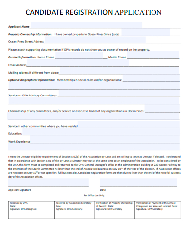 sample candidate registration application template