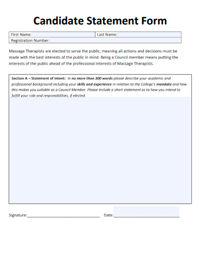 sample candidate statement form template