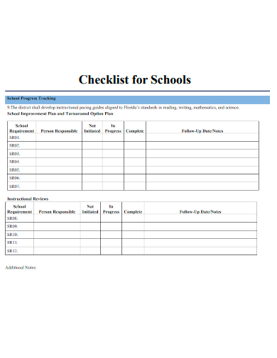 sample checklist form for schools template