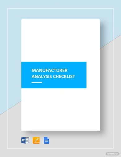 sample checklist manufacturer analysis template