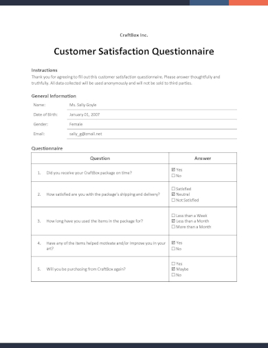 sample client questionnaire template