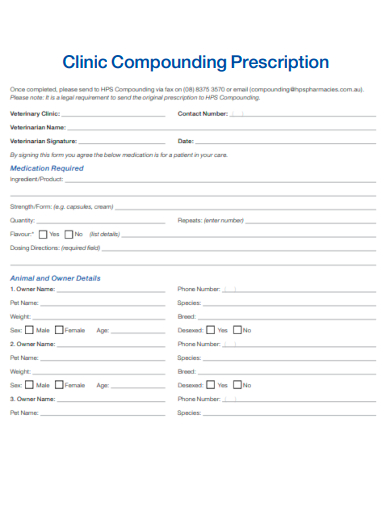 sample clinic compounding prescription template