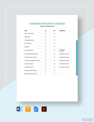 sample construction safety checklist template