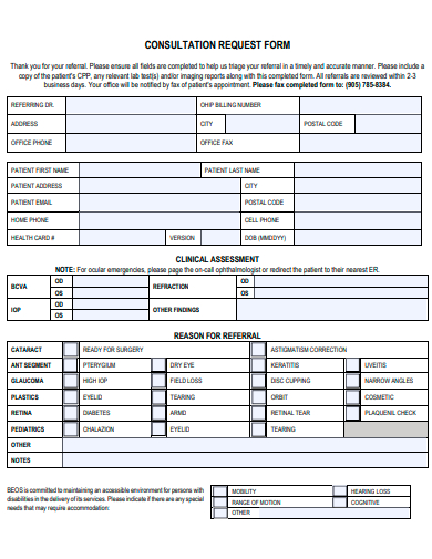 sample consultation request form template