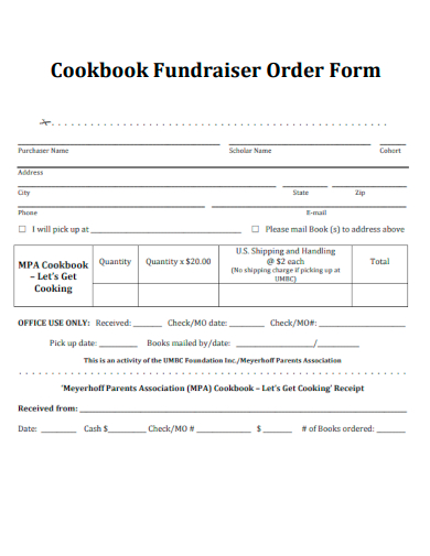 sample cookbook fundraiser order form template