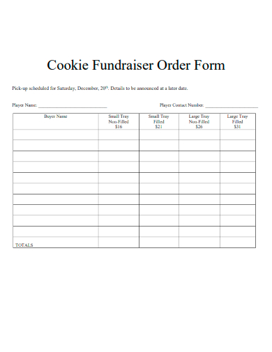 sample cookie fundraiser order form template