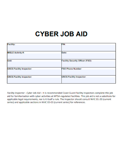 sample cyber job aid template