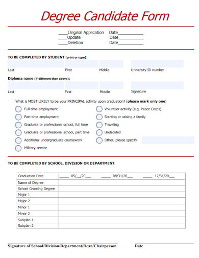 sample degree candidate form template