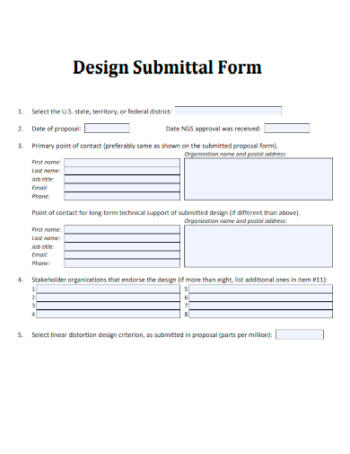 sample design submittal form template
