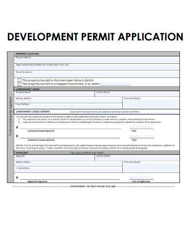 sample development permit application template