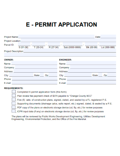 sample e permit application template