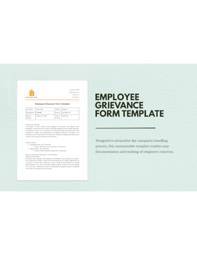 sample employee grievance form template