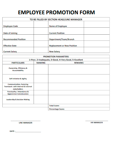 sample employee promotion form template