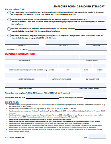 sample employer form template