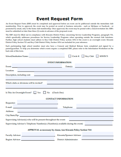sample event request form template