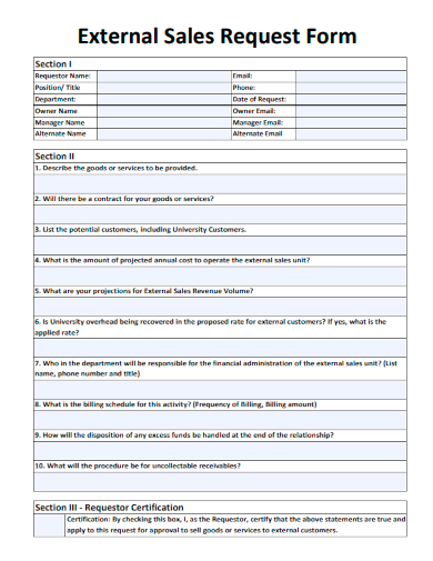 sample external sales request form template
