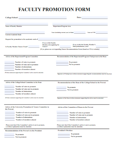 sample faculty promotion form template