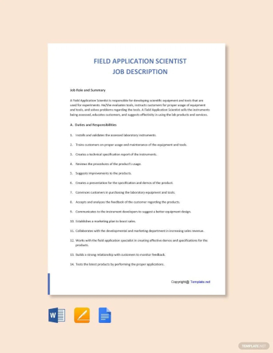 sample field application scientist job description template