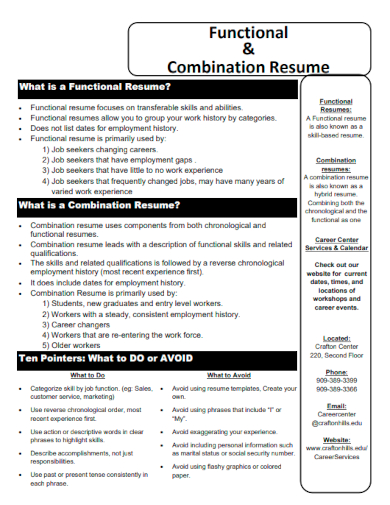 sample functional combination resume template