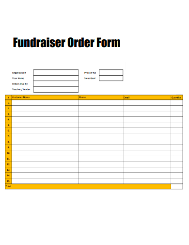 sample fundraiser order form editable template