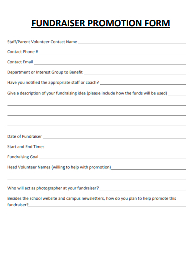 sample fundraiser promotion form template