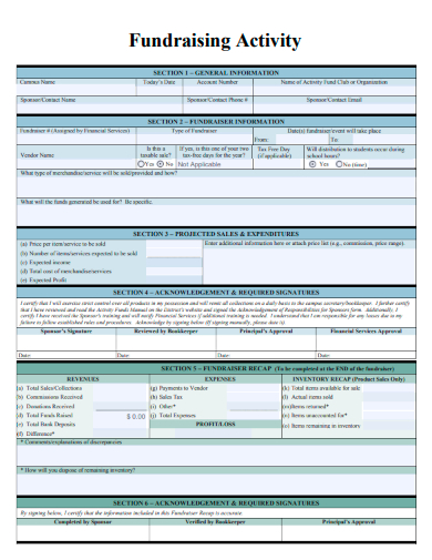 sample fundraising activity template