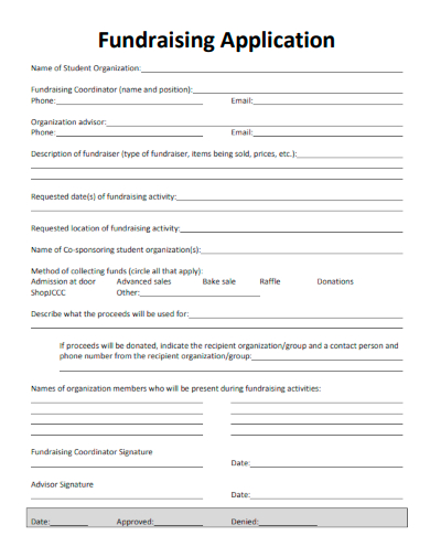 sample fundraising application template