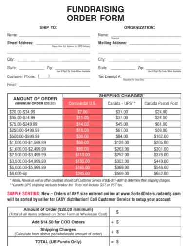 sample fundraising order form template