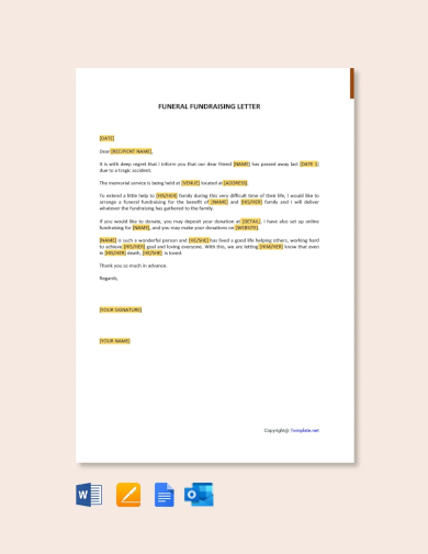 sample funeral fundraising letter template