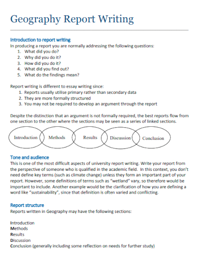 sample geography report writing template