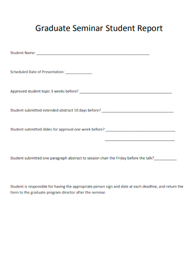 sample graduate seminar student report template