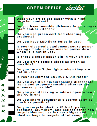 sample green office checklist template
