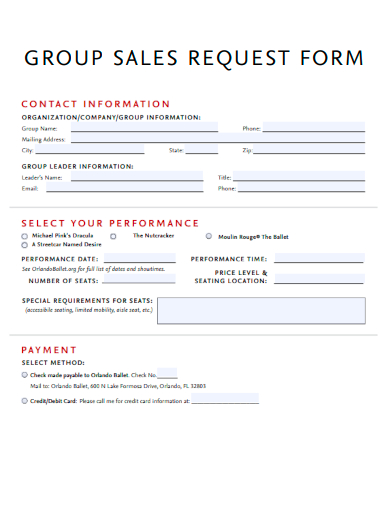 sample group sales request form template