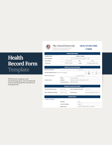 sample health record form template