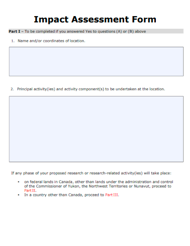 sample impact assessment form template